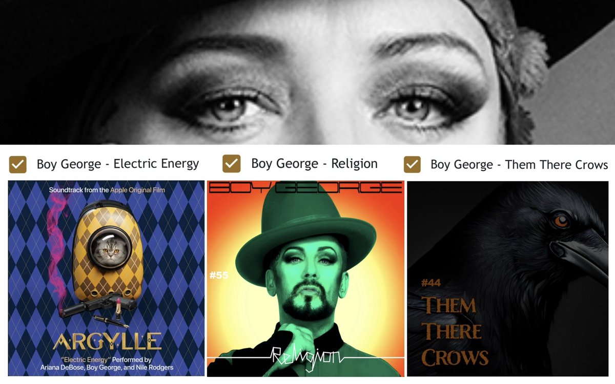 Reminder to vote! ❤️🎩🎶 365 Official Legacy Chart Update: “Them There Crows” has been added to the voting list! Electric Energy, Religion, Them There Crows @BoyGeorge @DawnParry @365Radiodotco #vote Vote here: ⬇️ docs.google.com/forms/d/e/1FAI…