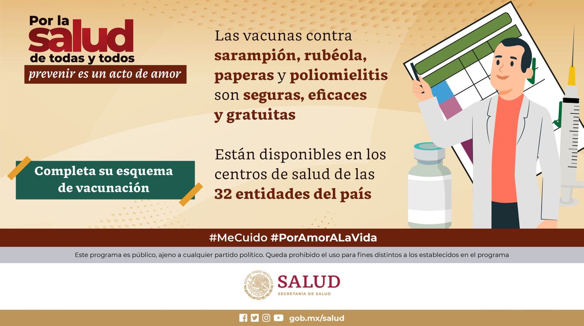 ¡Protege a tus hijas e hijos vacunándolos! 👧🏻👦🏻💉 Recuerda que prevenir es un acto de amor 🤲🏼❤️ ¡Completa su esquema de vacunación! Infórmate en ➡ bit.ly/3VA3fSh #MeCuido #PorAmorALaVida