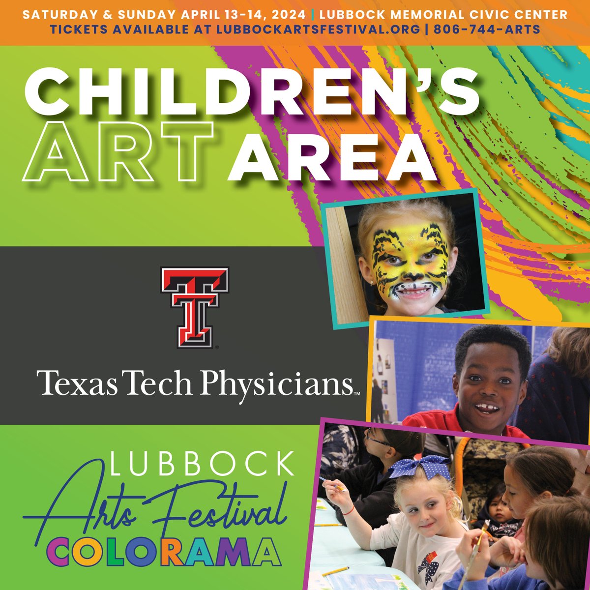 Texas Tech Physicians (@TTPhysicians) is excited to again sponsor the children’s art area at the 46th Annual @LubbockArts Festival! The two-day celebration is the largest fine art event in West Texas. It will be held this Saturday and Sunday at the Lubbock Memorial Civic Center.