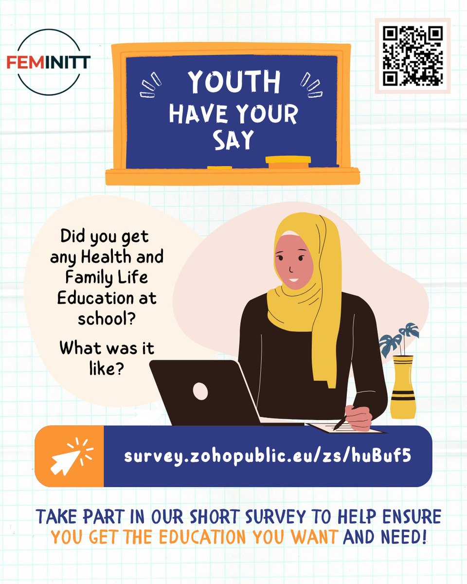 🚨 Survey closes in one week! Are you a young person between the ages of 16-24? We want to hear from you🤩 What was it like to learn about your body and health at school? 📱 Take part in our short survey and let your voice be heard: survey.zohopublic.eu/zs/huBuf5