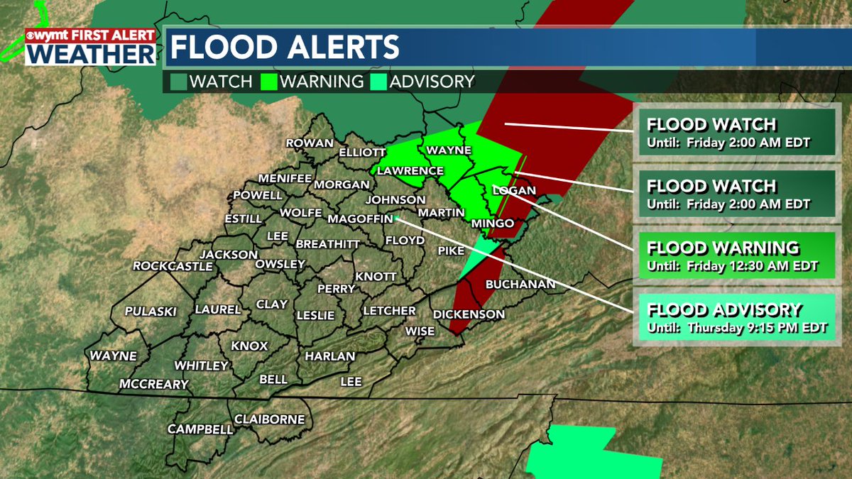 A Flood alert has been issued for the shaded area. See the latest at wymt.com/weather/alerts