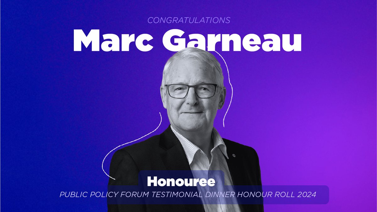 .@MarcGarneau — former naval commander, first Canadian astronaut, federal transport minister — wins Testimonial Award. Profile here: ppforum.ca/policy-speakin… #PPFAwards