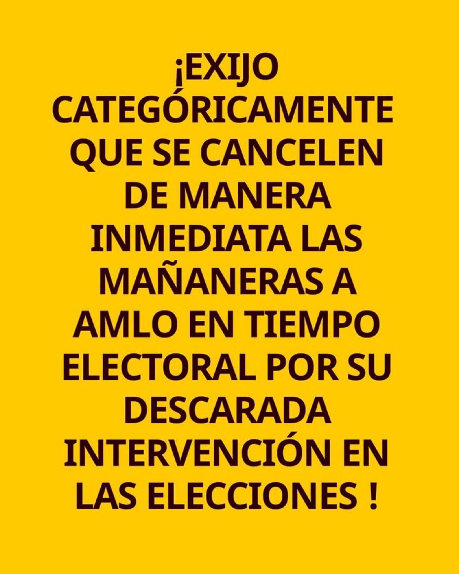 @Presidencia_INE @INEMexico QUITA LAS MAÑANERAS hastag #JuegoLimpioSinMañaneras