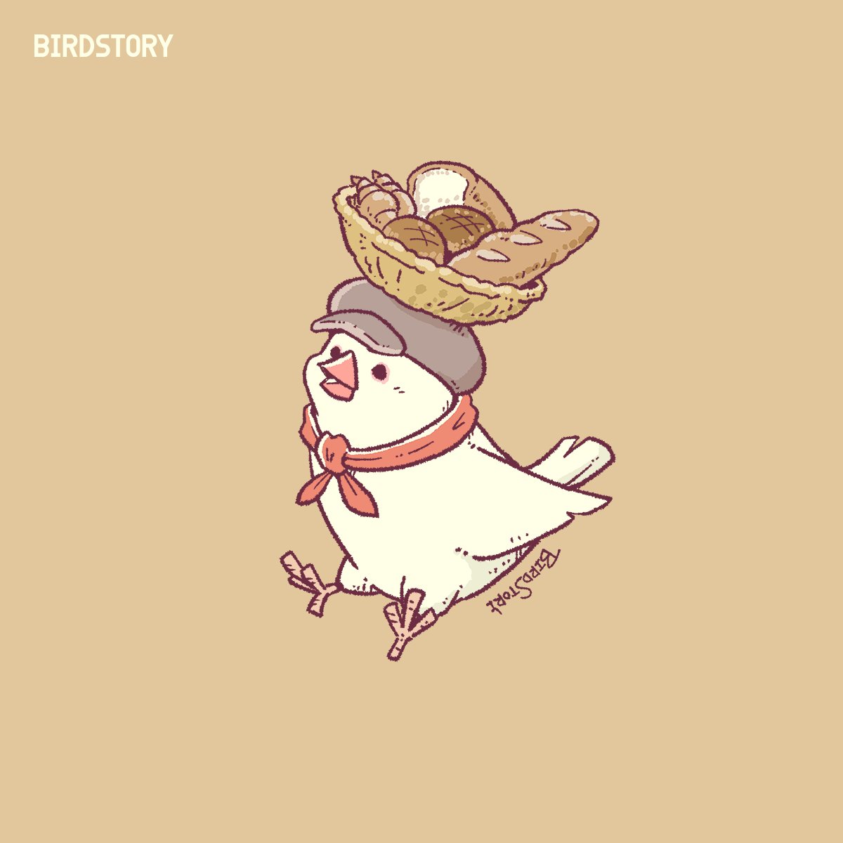 「おはようございます。本日は4月12日、パンの記念日とのことです#BIRDSTOR」|BIRDSTORYのイラスト