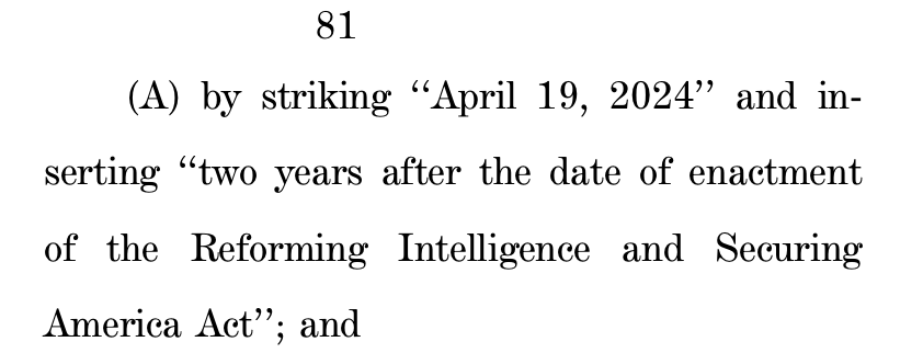 House Rules Cmte meets tonight at 7:45pm on the revised FISA bill, extending Section 702 authority past the April 19 deadline for two years instead of 5 years. House plans to vote on the rule and bill tomorrow. docs.house.gov/billsthisweek/…