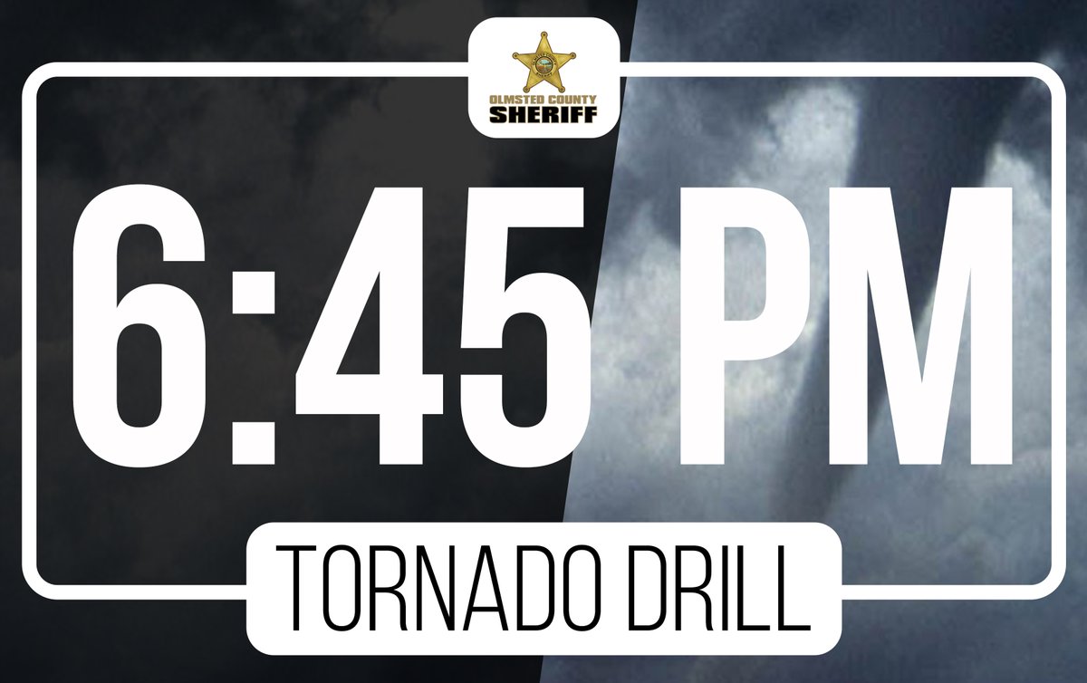 #TornadoDrill: Even with the scattered rain, this is a reminder that at 6:45 pm we will be participating in the statewide Tornado Drill by running a full activation outdoor warning siren test. 

More on Tornado Drill Day: bit.ly/3roI6uz

#mnSWAW
#RochMN
#OlmstedCounty