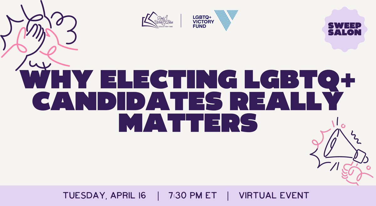 Anti-LGBTQ+ laws are at an all-time high. That’s why we need more LGBTQ+ lawmakers in power! Join us to hear from Mayor Annise Parker of @VictoryFund about why this matters and how we can support LGBTQ+ candidates from school board to Congress. go.redwine.blue/nmf