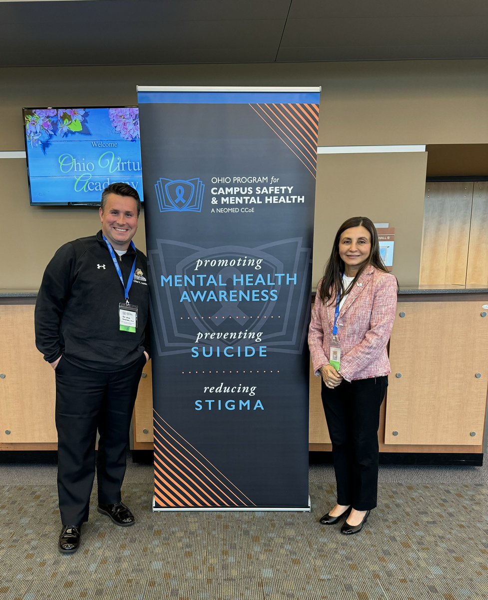 Dr. Bashir & I were honored to have shared the impactful work of the @wrightstate MH Taskforce & DPS in mental health and suicide prevention at the Campus Safety & Mental Health Symposium at @NEOMEDedu. #MentalHealthAwareness #SuicidePrevention #campussafety