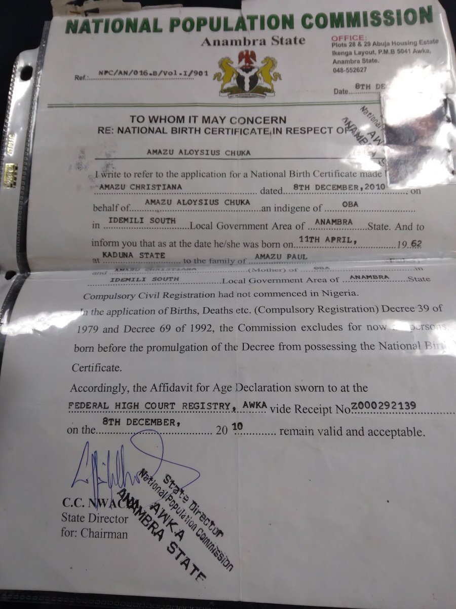OrderChrist's tweet image. This is my Birth certificate of Nigerian Citizens.