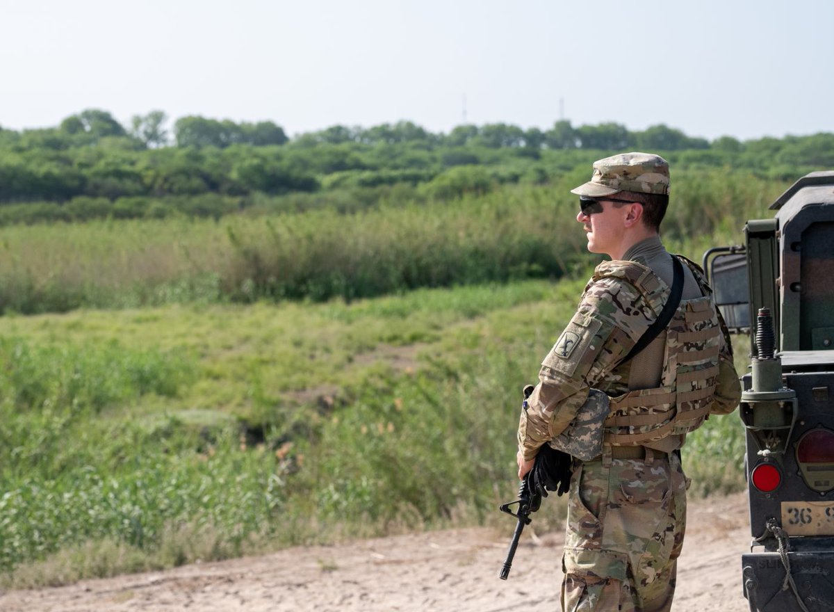 Nebraska National Guard and Bravo Company TF Eagle Soldiers conduct patrols along the river to keep Texas and the Nation safe. #OperationLoneStar. Holding the line.