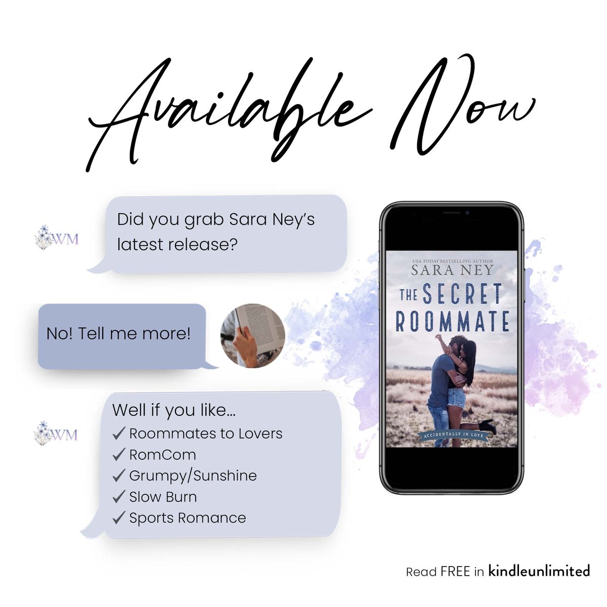 All I need is a place to hide for a few weeks. THE SECRET ROOMMATE by Sara Ney is LIVE! Also Available in KU ➡ amzn.to/3yroObr #nadinebookaholic #ad