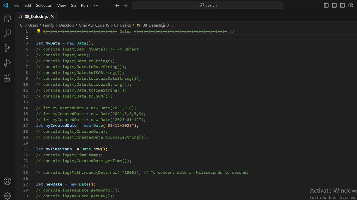SyntaxSam405's tweet image. Day 22:
Reviewed JavaScript concepts I have been studying in past few days.
- Variables
- Datatypes
- Conversion Operations
- Strings
- Numbers and Maths

Also Explored a new concept of how to use Date method in JavaScript.

#100DaysOfCode
#JavaScript