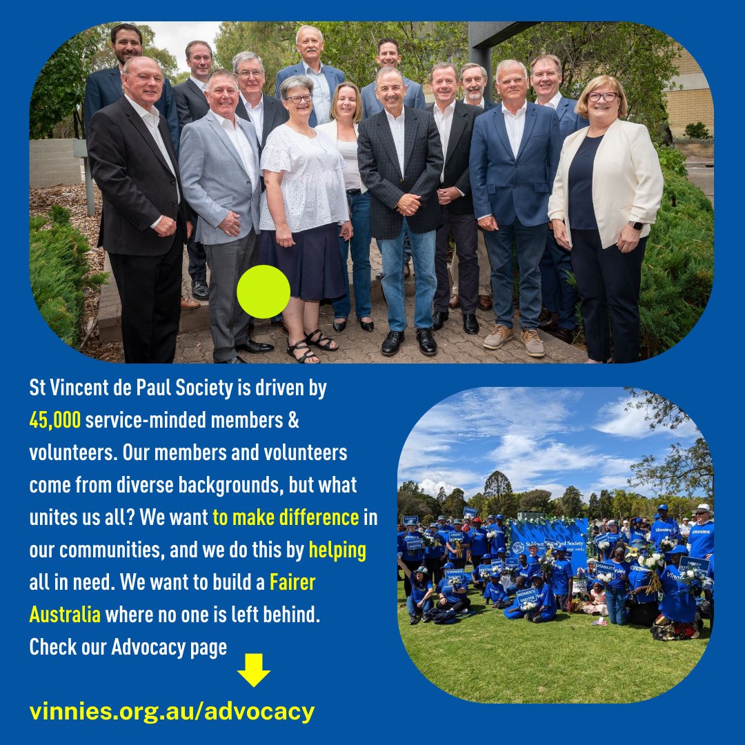 St Vincent de Paul Society National Council of Australia aspires to work towards a country transformed by compassion and built on justice. Check our Advocacy page to help build #AFairerAustralia vinnies.org.au/national-counc… #StVincentdePaulSociety #Vinnies #Australia