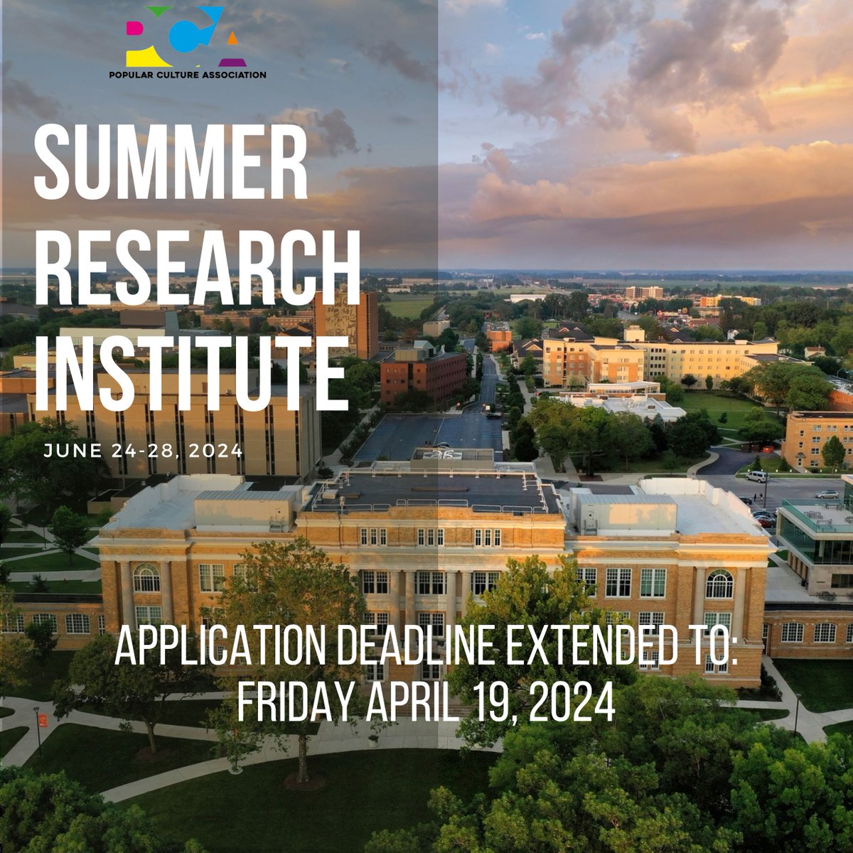 📢 Exciting News! 🎉 Join us for the 2024 Summer Research Institute hosted by Bowling Green State University (BGSU) Libraries and the PCA . Apply now, deadline extended to April 19th! Don't miss out on this incredible opportunity! bgsu.edu/library/pcl/su…