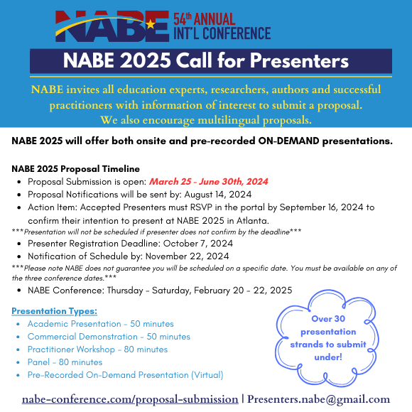 #NABE2025 Call for Proposals is NOW OPEN! Don't miss your chance! Submit by June 30th!