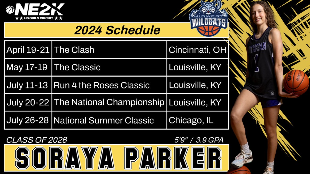 As a sophomore, Rockford Lutherans Soraya Parker earned IBCA All State Second Team, AP All State Honorable Mention & All Conference 1st Team. She finished her HS season averaging 21.3 PPG, 4.5 APG & 4.3 SPG. Soraya's team will be in Cincinnati for The Clash, April 19-21 & then…