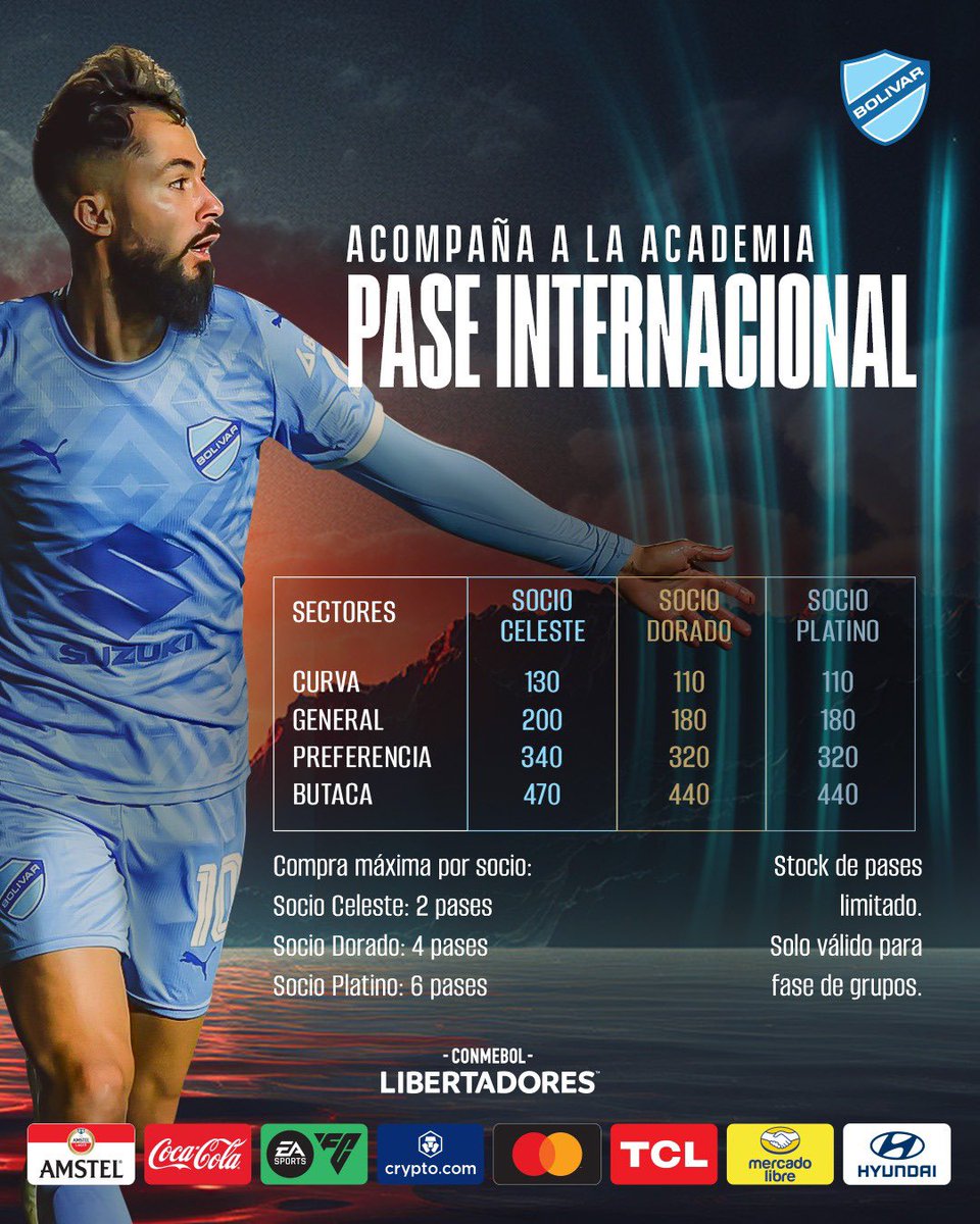 Asegura tu lugar esta noche y durante todos nuestros partidos de local de la CONMEBOL #Libertadores 🤩✨🏆 💳 compralo en: clubbolivar.com