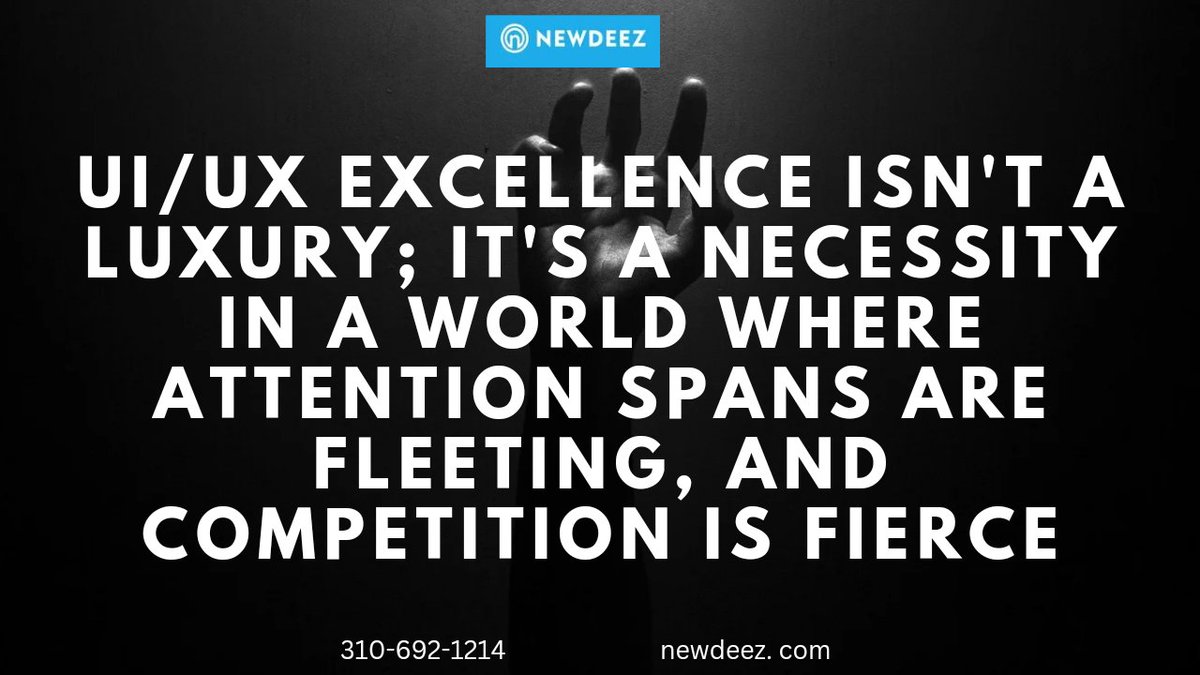 newdeez's tweet photo. UI/UX excellence isn't a luxury ; it's a necessity in a world where attention spans are fleeting and competition is fierce 

Contact Us at NEWDEEZ :https://t.co/5h3UYO0Sgj

#UIUXdesign #UserExperience #UserInterface #UXResearch #DesignThinking #UIUXtrends
#ResponsiveDesign https://t.co/XkODloiRhV