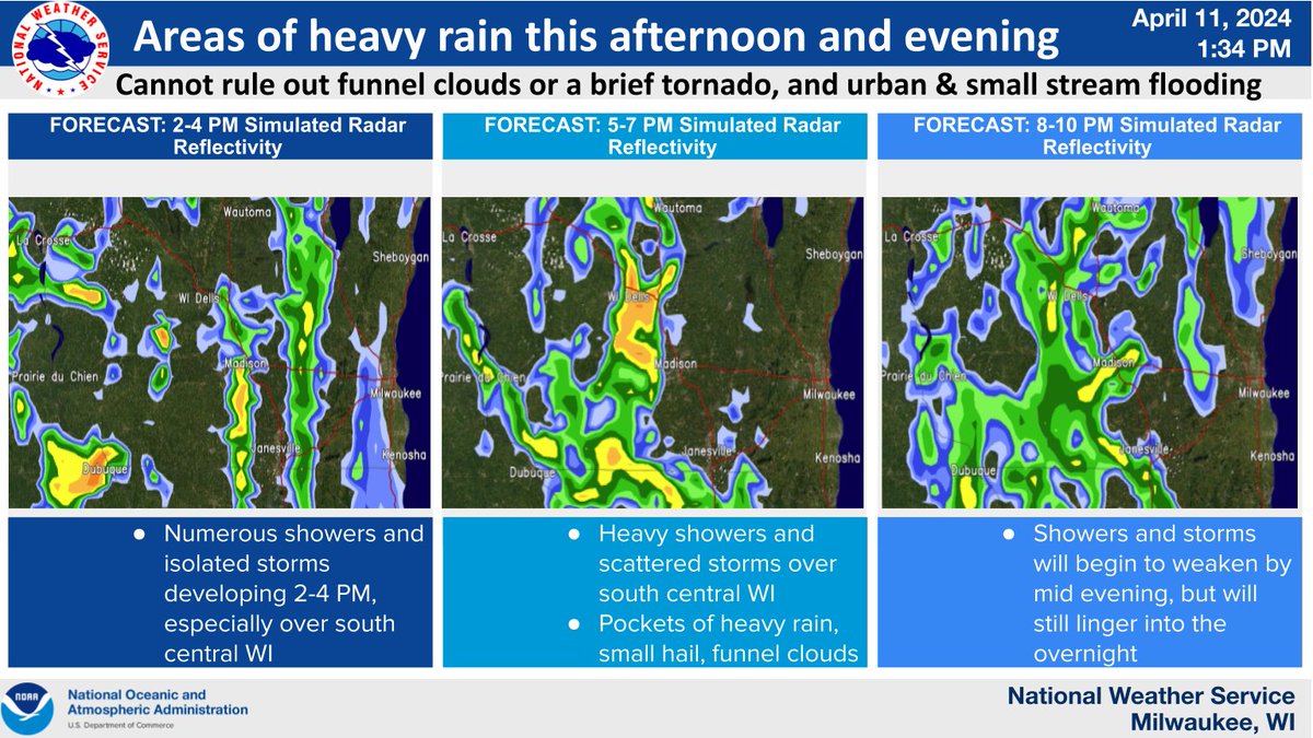 This is NOT a drill. Be weather-aware this evening as heavy rain moves into our area. The possibility of funnel clouds or a brief tornado cannot be ruled out. (1/2) #wiwx #MadisonWI #Madison