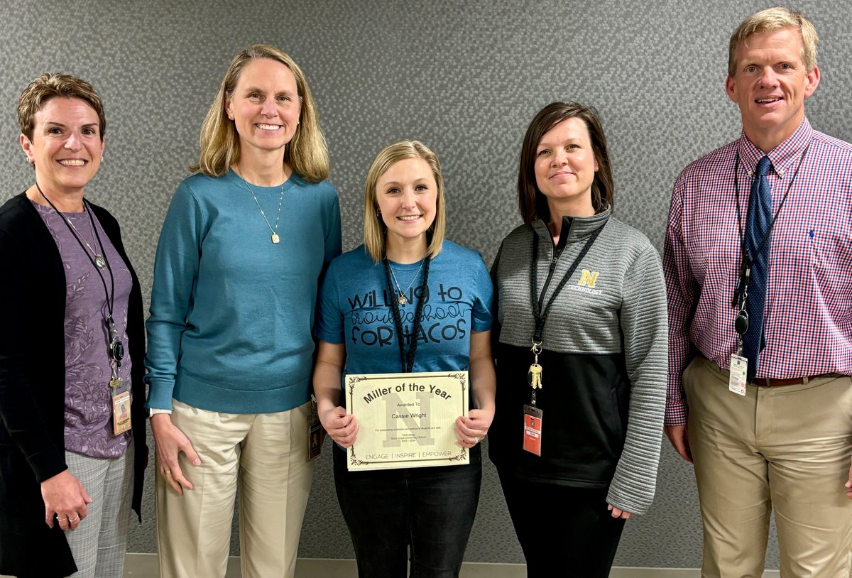 We're celebrating media/tech staff + recognizing Cassie Wright from Stony Creek as our next Miller of the Year winner for support staff! Cassie is known as rock star who goes above + beyond, leading with kindness + enthusiasm. Congrats, Cassie!
