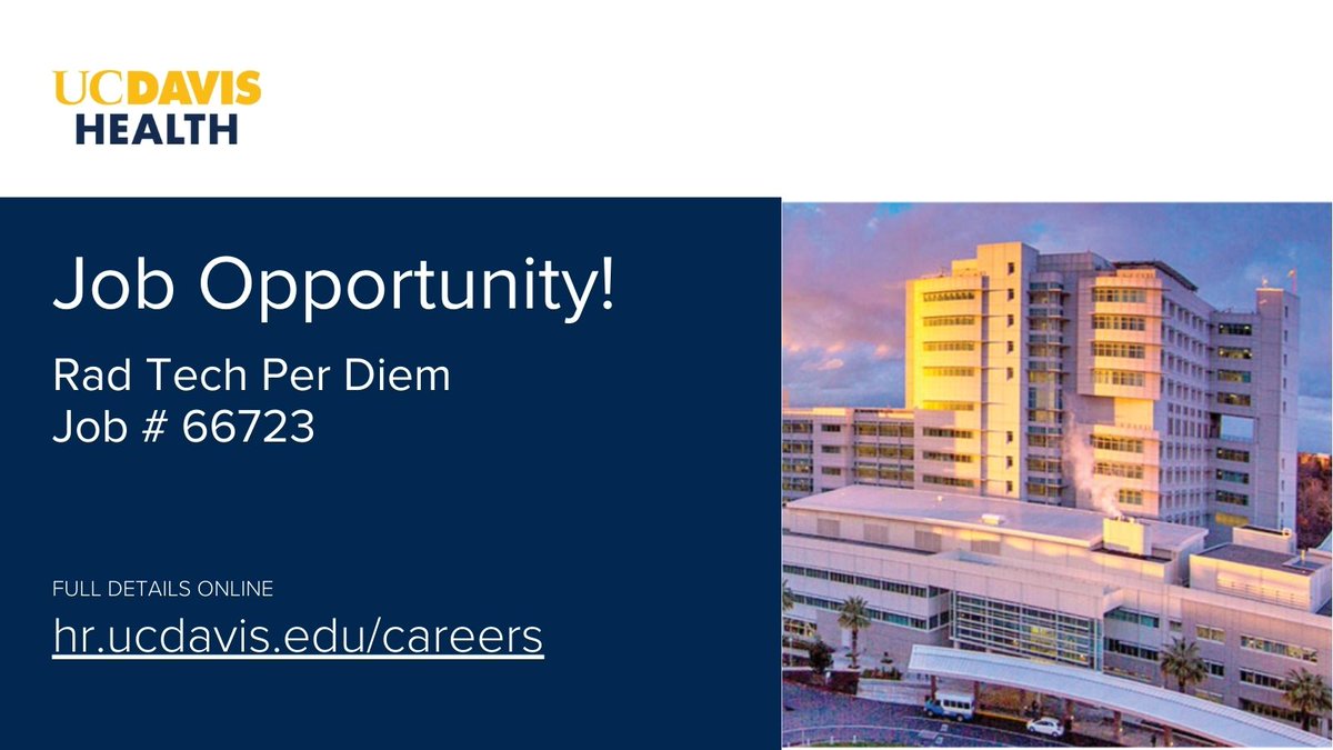 🚨 Job Alert 🚨 @UCDavisSHCS is seeking a Per-Diem Rad Tech! This role offers flexibility & a chance to work in a dynamic health care environment. Responsibilities include performing radiographic procedures & ensuring seamless patient care. Apply today ➡️ tinyurl.com/2urutuzr