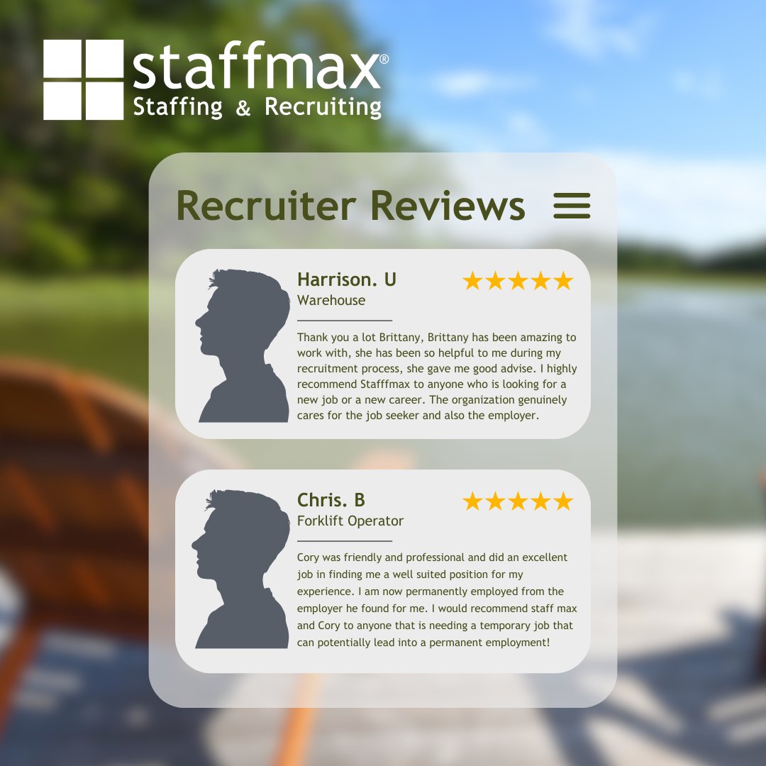 Shout out to our valued employees Brittany Vince and Cory Ricard!!

#staffMAXefforts #satisfiedcustomer #valuedemployee #employeeshoutout #sales #recruitment #staffing #reviews #happyreviews #recruiterreviews #greatrecruiter #googlereviews #5stars #recruiters