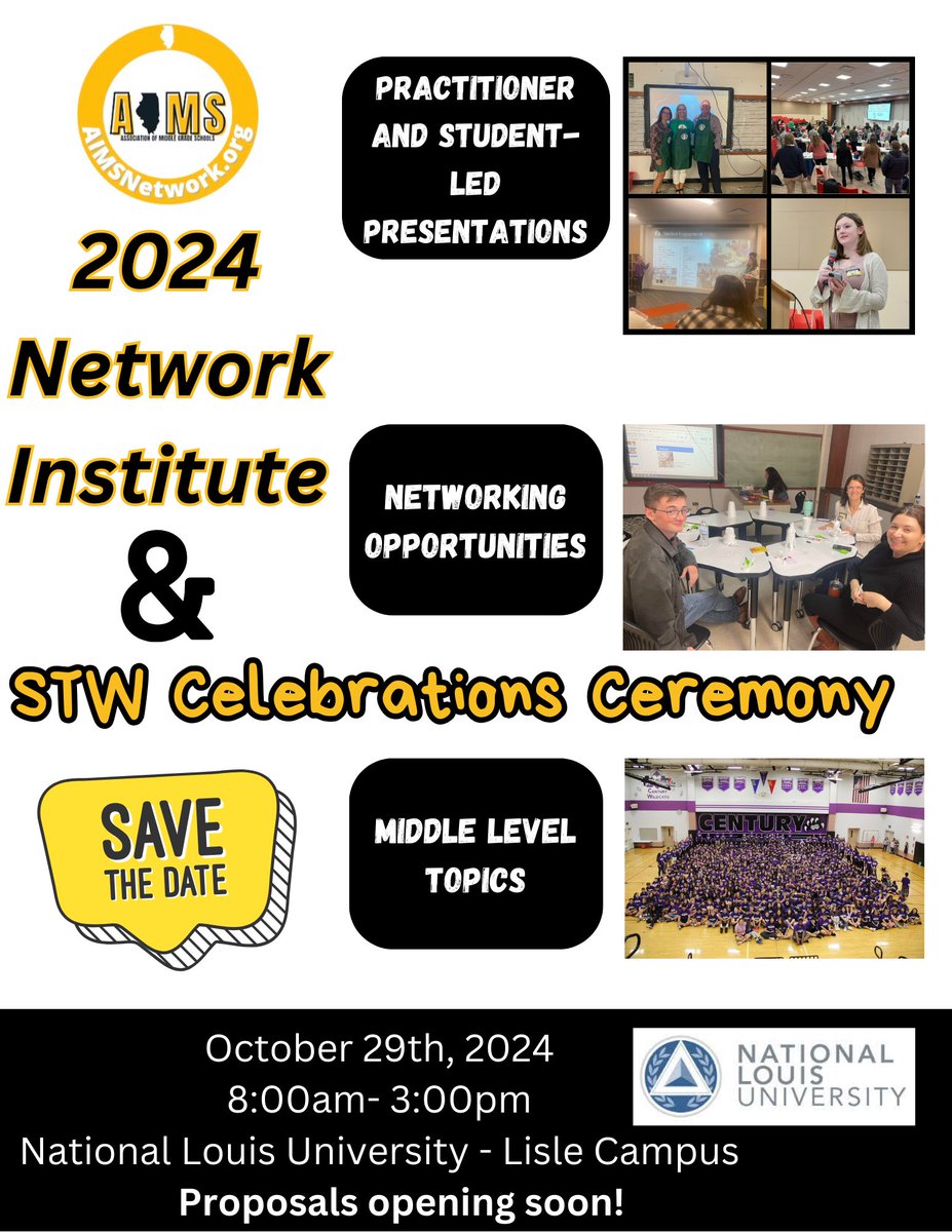 We are super excited to announce the date for our 2024 Network Institute...be sure to SAVE the DATE. This year we will also be including a special STW Celebrations Ceremony recognizing our 2024 STW Schools. Watch for more information and proposals will be opened soon!
