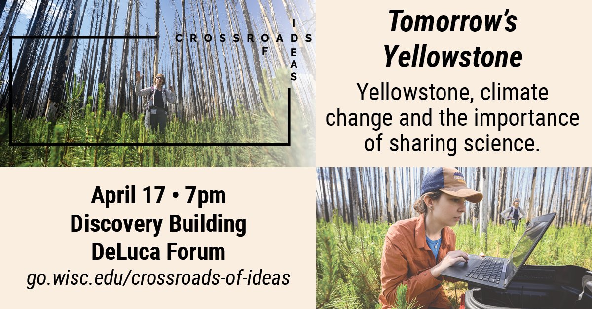 How does a warming world change the places we love? Join the communicators and researchers who were part of Tomorrow's Yellowstone for a panel discussion that takes you behind the scenes of the science and multimedia project! Next Wednesday 4/17 @ 7pm🦬🌲🌎illuminatingdiscovery.wisc.edu/event/crossroa…