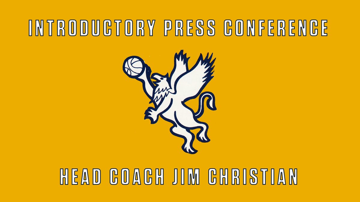 Fans can watch Jim Christian's introductory press conference at the link below through the Golden Griffin Broadcast Network. ➡️- gogriffs.com/watch/?Live=25… #Griffs | #MAACHoops