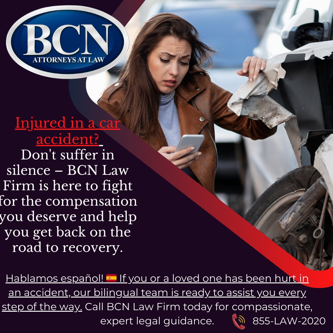 Accidents happen, but we're here to help you through the aftermath. If you've suffered a personal injury, BCN Law Firm has the expertise to navigate your case and secure the compensation you deserve. #PersonalInjuryLawyer #LegalAdvocates #BCNLawFirm