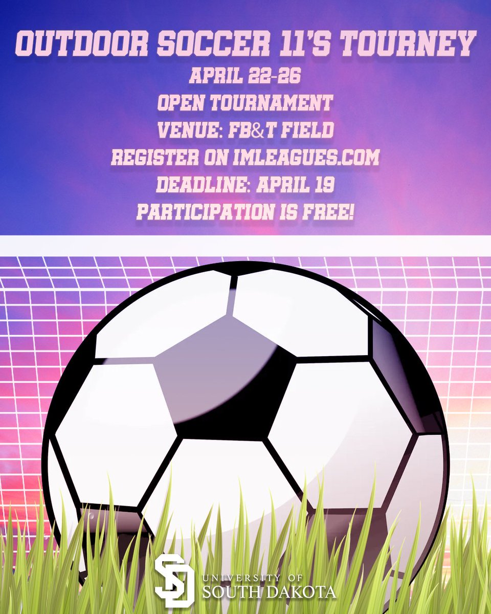 Don't forget about our soccer tournament that is coming up!! Make sure you register by April 19 so you can compete!!