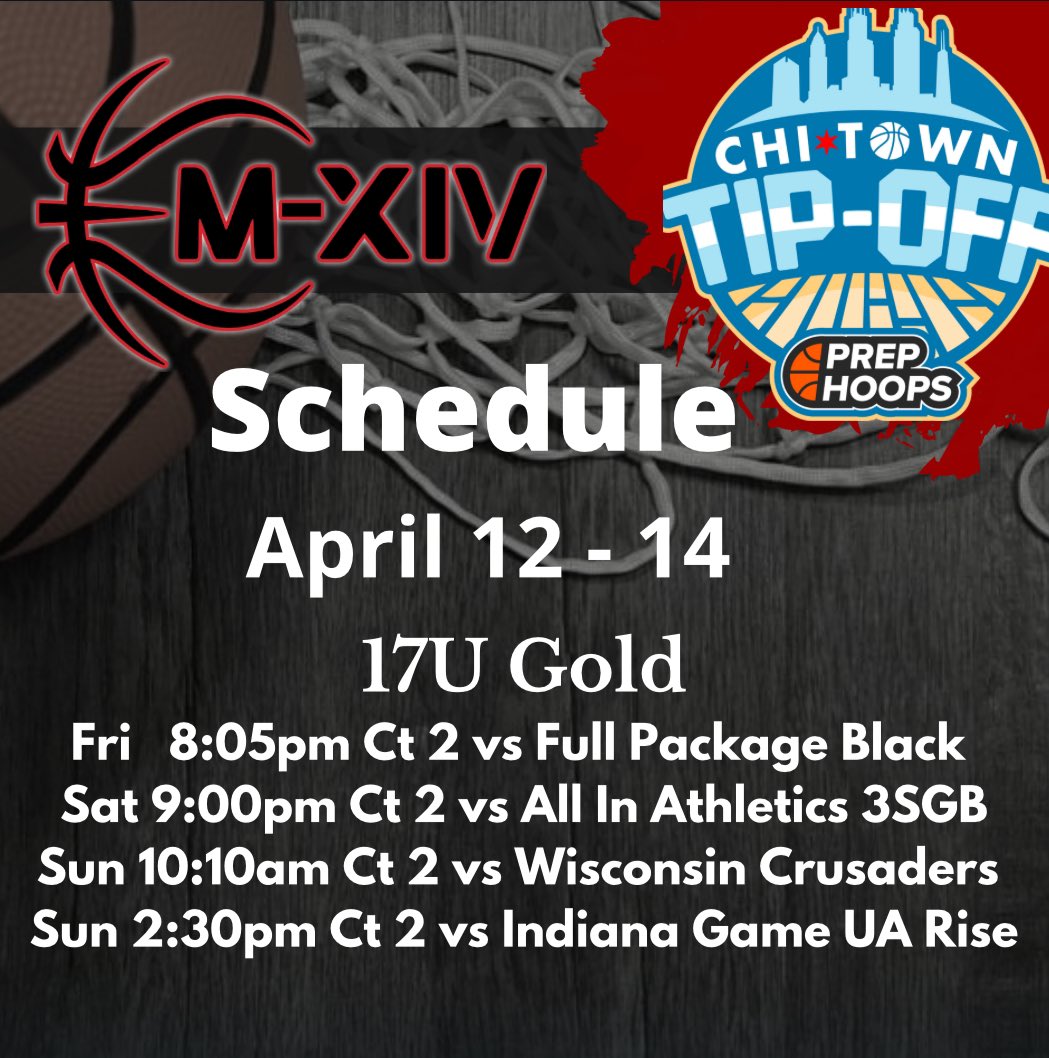 ✅ Tournament Schedule Alert
📸 17U Gold 
✈️ Chicago
🗓 April 12 - 14
#Repthe14
@ILHoopProspects 
@scottybscout 
@chilandprephoop