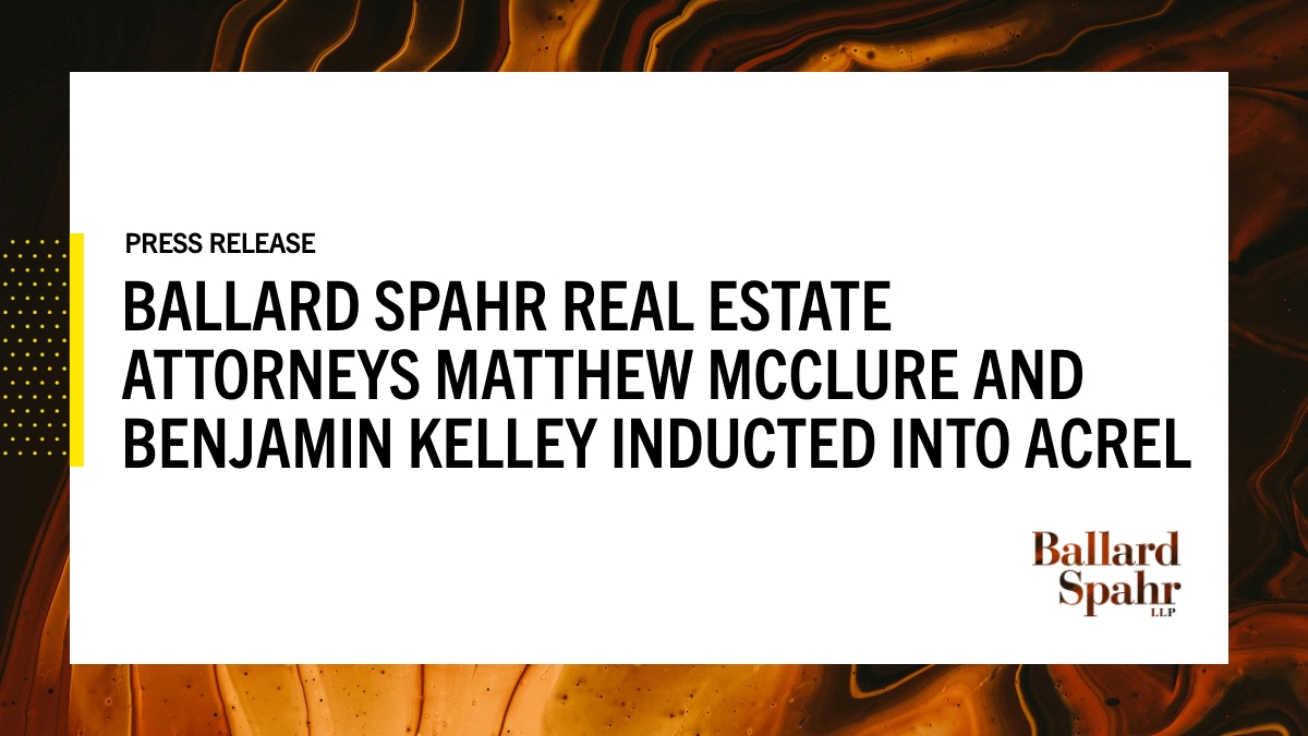 We're thrilled to announce that Matthew McClure and Benjamin Kelley have been elected as Fellows of the American College of Real Estate Lawyers (ACREL), the preeminent professional association of U.S. real estate attorneys. Read more: bit.ly/3UduYa8