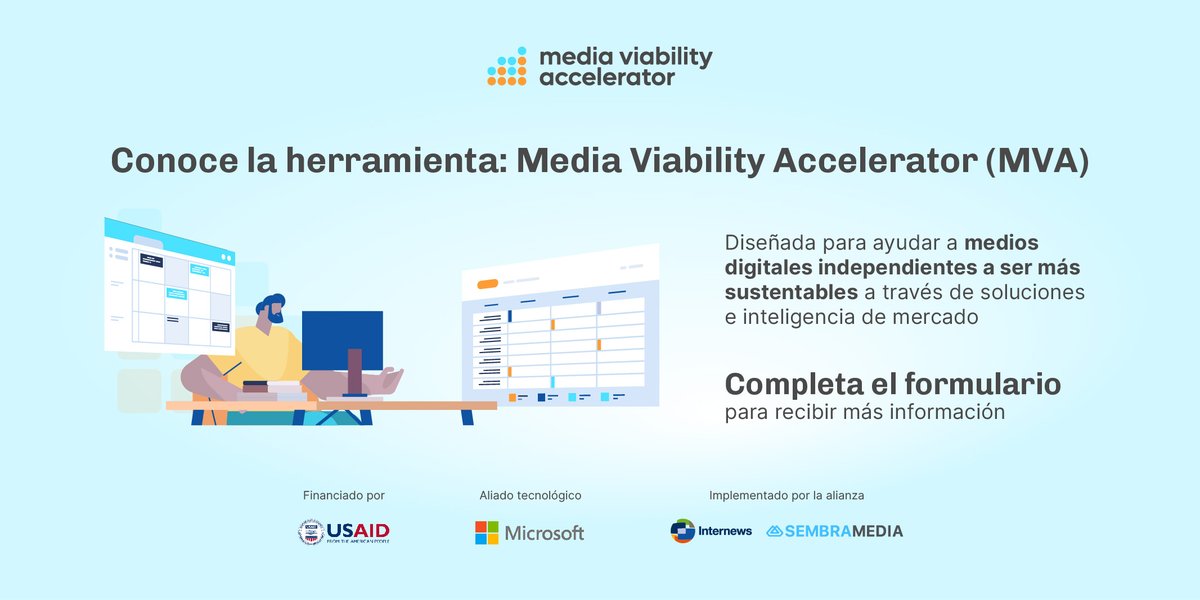 ¡Nueva herramienta para medios! 💻 Conoce el Media Viability Accelerator (MVA), una plataforma que ayudará a los medios digitales a competir de manera más efectiva por audiencias e ingresos a nivel mundial. ➕ Información sobre @mva_net y cómo ser parte: bit.ly/3JgI3cu