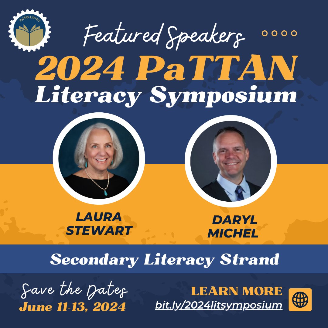 Get ready for the 2024 PaTTAN Literacy Symposium! The Secondary Literacy Strand will be featuring national speakers including @Stewartlaurad and @DarylAMichel. Learn more at bit.ly/2024litsymposi… or register today at pattan.net/Events/Confere… #literacymatters #PaTTANLitSymposium