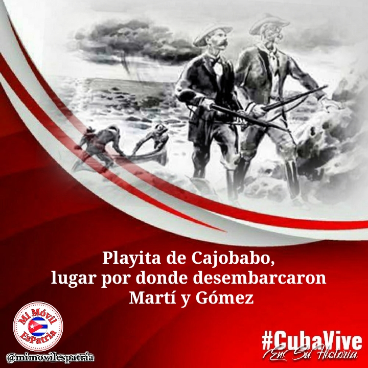 Hoy estaremos, junto a nuestro pueblo, rindiendole homenaje a dos grandes de la historia Martí y Gómez en un rincón sagrado de la patria Playita de Cajobabo.#MartiVive #SanctiSpíritusEnMarcha