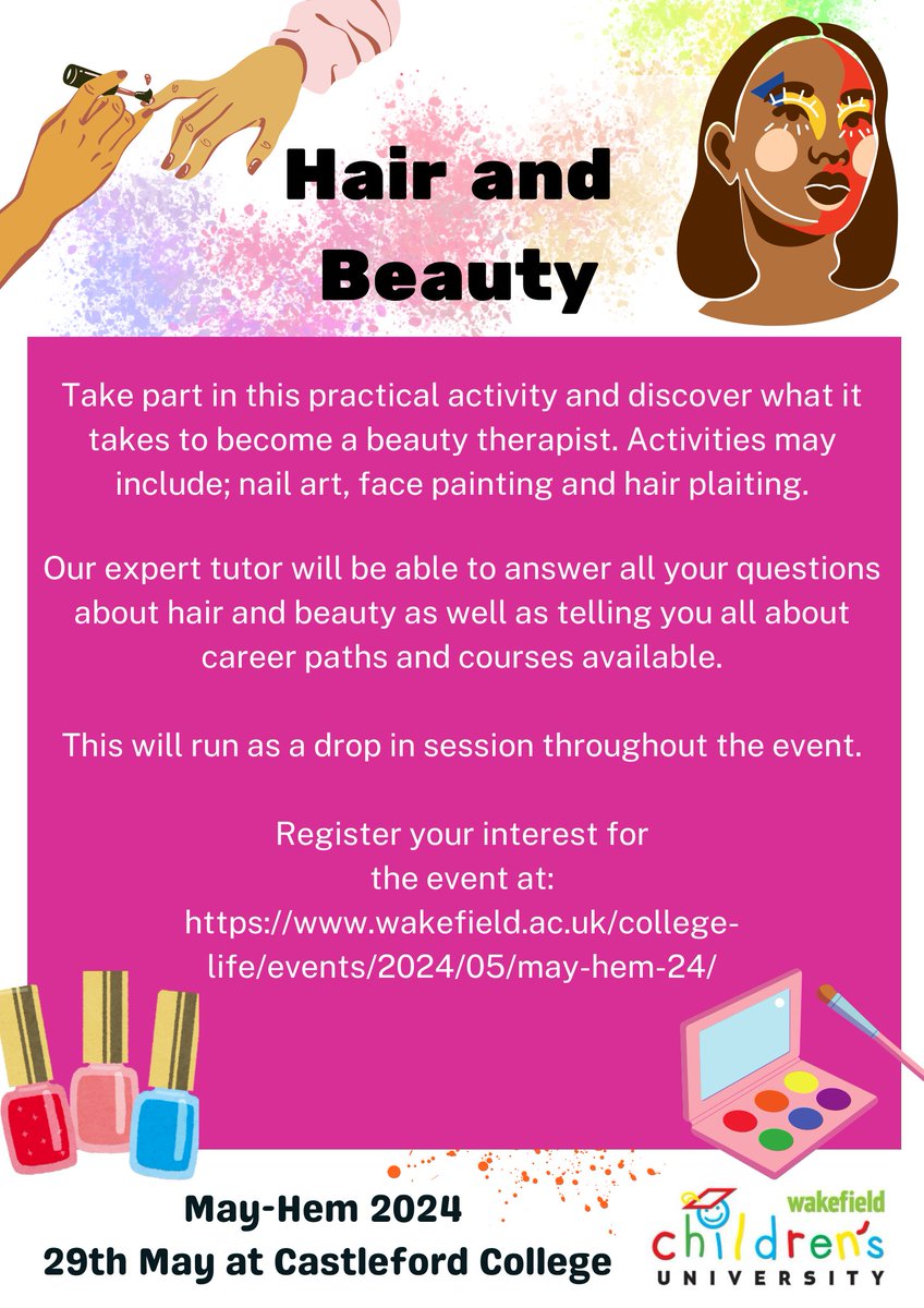 Wakefield CU (@wakefieldcu) on Twitter photo Take part in sessions with our tutors at May-Hem! 2024. <a href="/CastlefordColl/">Castleford College</a> Wednesday 29th May 10am-2pm.
Check out the leaflets below for more information.
Don't forget to register your interest at: wakefield.ac.uk/.../events/202… Take part in sessions with our tutors at May-Hem! 2024. <a href="/CastlefordColl/">Castleford College</a> Wednesday 29th May 10am-2pm.
Check out the leaflets below for more information.
Don't forget to register your interest at: wakefield.ac.uk/.../events/202…