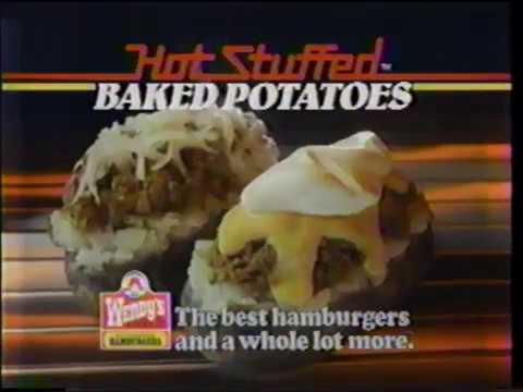 Wendy's Hot Stuffed Baked Potatoes (1990-1990): Variants on their classic baked potatoes, Wendy's offered the 'Italian', topped with sausage, a meaty tomato sauce & mozzarella, or the 'Mexican', with taco meat, picante sauce, cheese sauce and sour cream