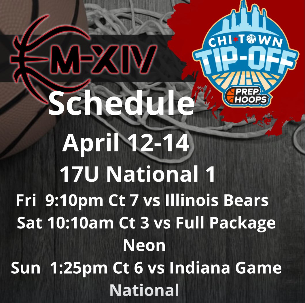 ✅ Tournament Schedule Alert
📸 17U National 1 
✈️ Chicago
🗓 April 12 - 14
#Repthe14
@ILHoopProspects 
@scottybscout 
@chilandprephoop