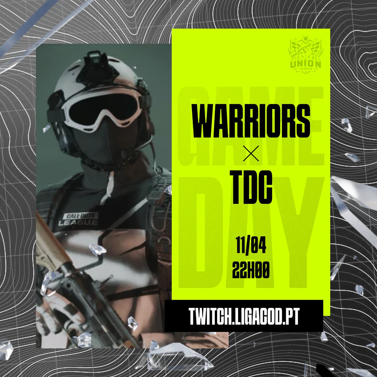 UNION LEAGUE | GAMEDAY
Hoje às 22H00 iremos ter o arranque oficial da SZN 02 da  UNION LEAGUE no nosso canal em twitch.ligacod.pt

🕙 22H00
🎙️@MirandaLPCOD e <a href="/JonBravoPT/">João Correia</a> 
📷twitch.ligacod.pt

Contamos contigo!