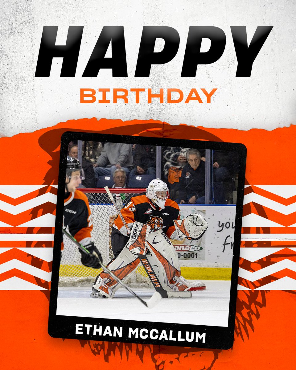 Wishing Big E all the best today as the Medicine Hat Tigers would like to wish goaltender Ethan McCallum (Brandon, MB) a Happy Birthday!

#WHL #MedHat