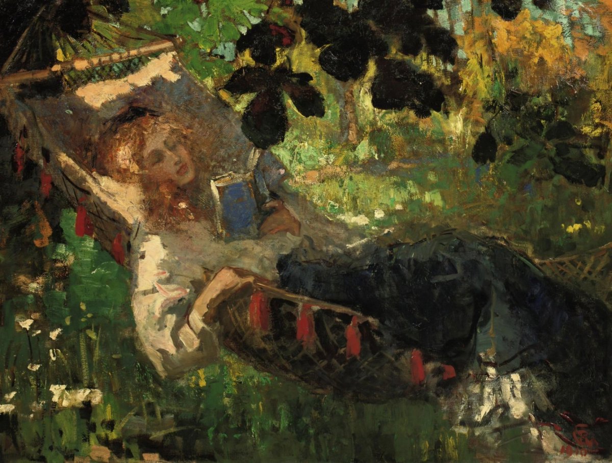 'Girl Reading in a Hammock,' (1910) is a minor masterpiece in Robert Graafland's body of work. The picture was painted in his Italianate garden in Limburg, a place where he left the influences of the Hague School and adopted the colourful influences of the French impressionists,…