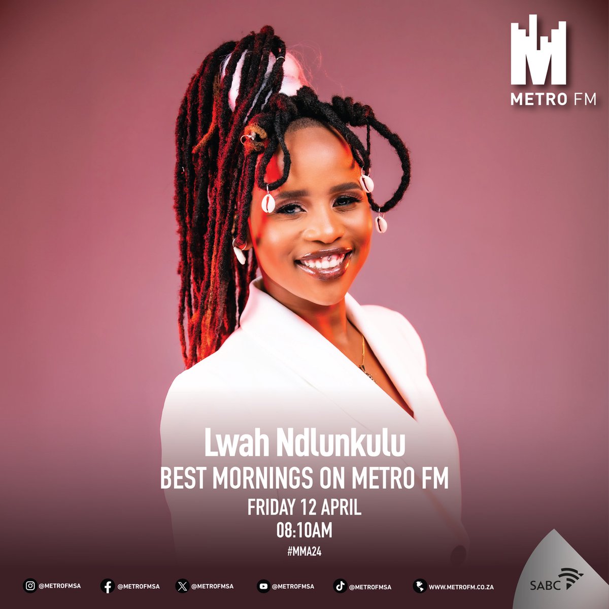 Tomorrow on #BestMornings we’ll be joined by #MMA24 nominee for ‘Best African Pop, Best Female & Artist of the Year’ Lwa Ndlunkulu at 08:10AM To vote, dial *120*45787# | USSD rates charged at R1.50 per minute. #MMA24 #BlackToTheFuture