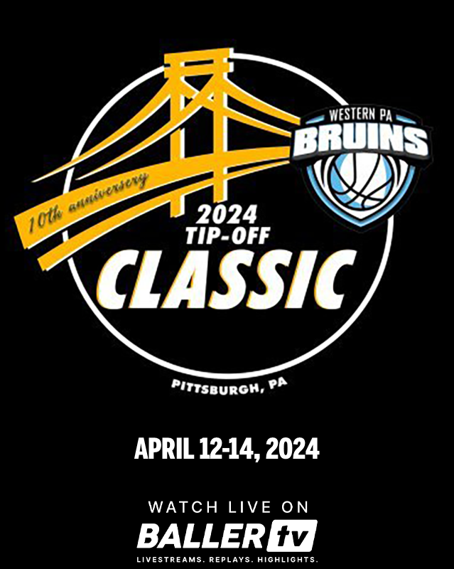 Catch all the action from @passthaball's Western PA Bruins Spring Tip-Off this weekend ‼️ @WPABruinsTipOff 📅 Fri, Apr 12 - Sun, Apr 14, 2024 📍 Pittsburgh, PA 📺 Watch live and on replay: bit.ly/3Q1wPwu