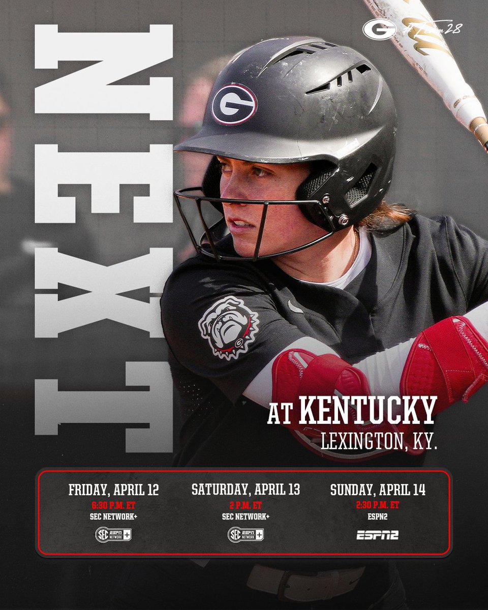 PREVIEW | Georgia is on the road again this weekend for a three-game series in Lexington against the Kentucky Wildcats. The series begins Friday at 6:30 p.m. streaming live on SEC Network+. 🗞️ gado.gs/bpz #Team28 | #GoDawgs