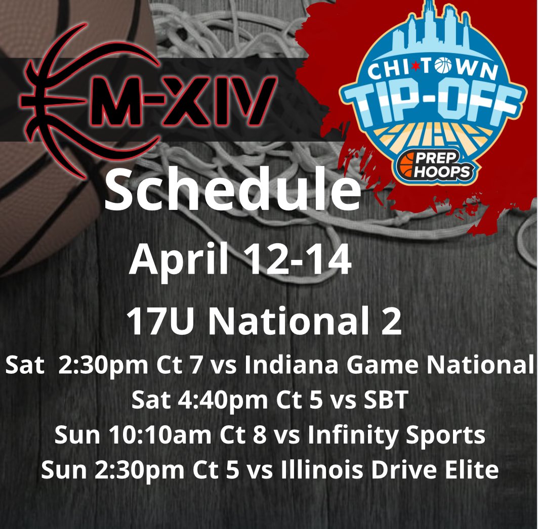 ✅ Tournament Schedule Alert
📸 17U National 2
✈️ Chicago
🗓 April 12 - 14
#Repthe14
@ILHoopProspects 
@scottybscout 
@chilandprephoop