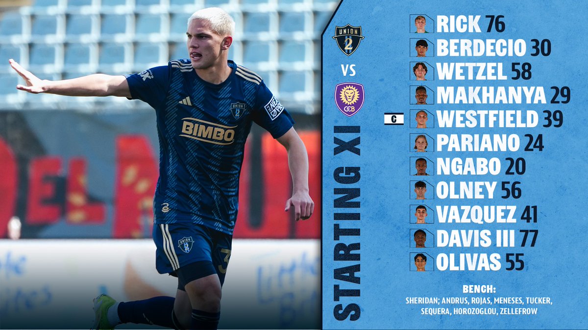 Philadelphia Union II starting lineup ahead of today's match against Orlando City II. Generation Adidas Cup guys missing (Pierre, Sullivan, etc), more than likely some much deserved rest. #DOOP #MLSNEXTPRO 📷: Philadelphia Union II