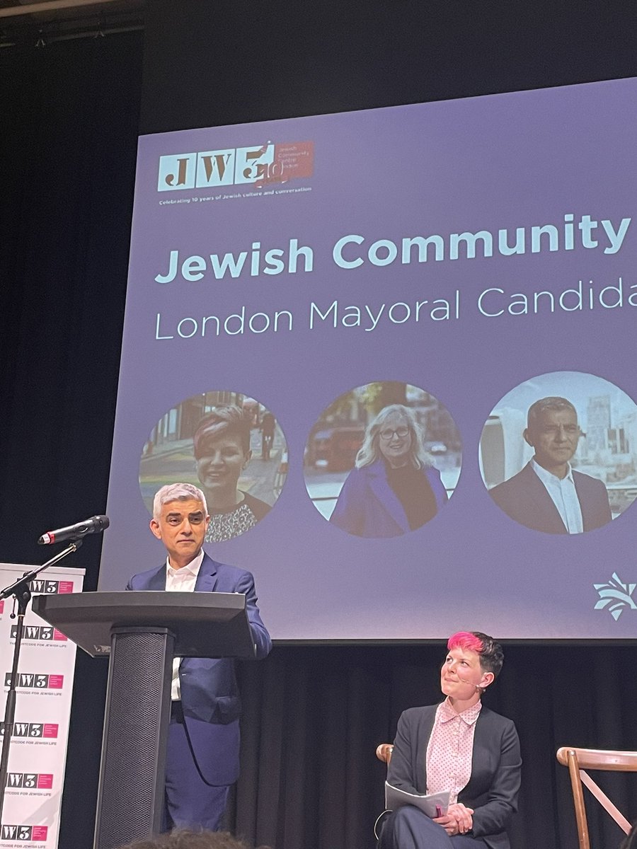 'As your Mayor, I vow to stand shoulder to shoulder with you in the fight against antisemitism.' Fantastic start to tonight's @JewishLondon mayoral hustings @JW3London. Sadiq has always had our community's back.