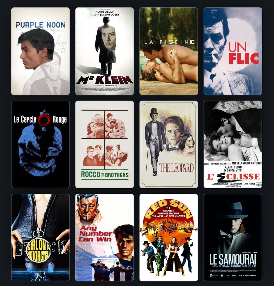 Our swoon-worthy DELON series starts tomorrow! Is your @letterboxd watchlist primed? 🎞️ boxd.it/tCIm4