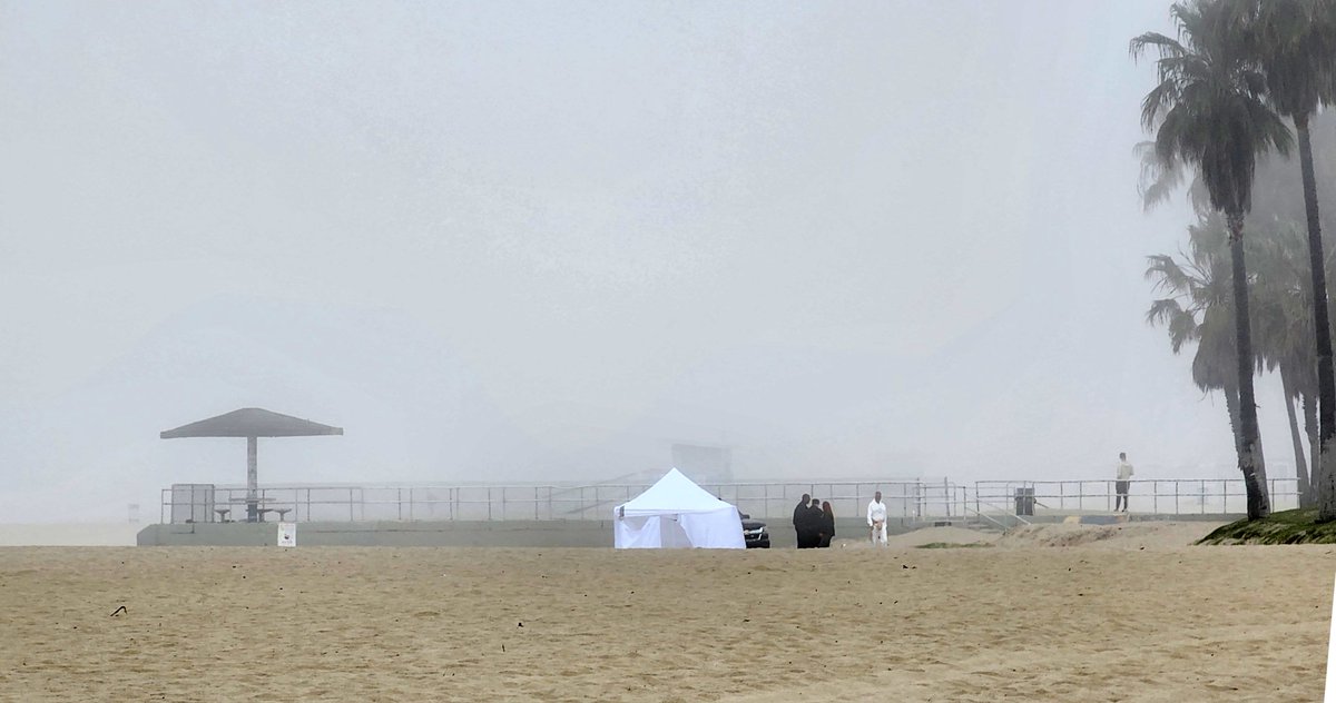 LAPD investigates a body found on Venice Beach this morning near Rose Ave, April 11,2024